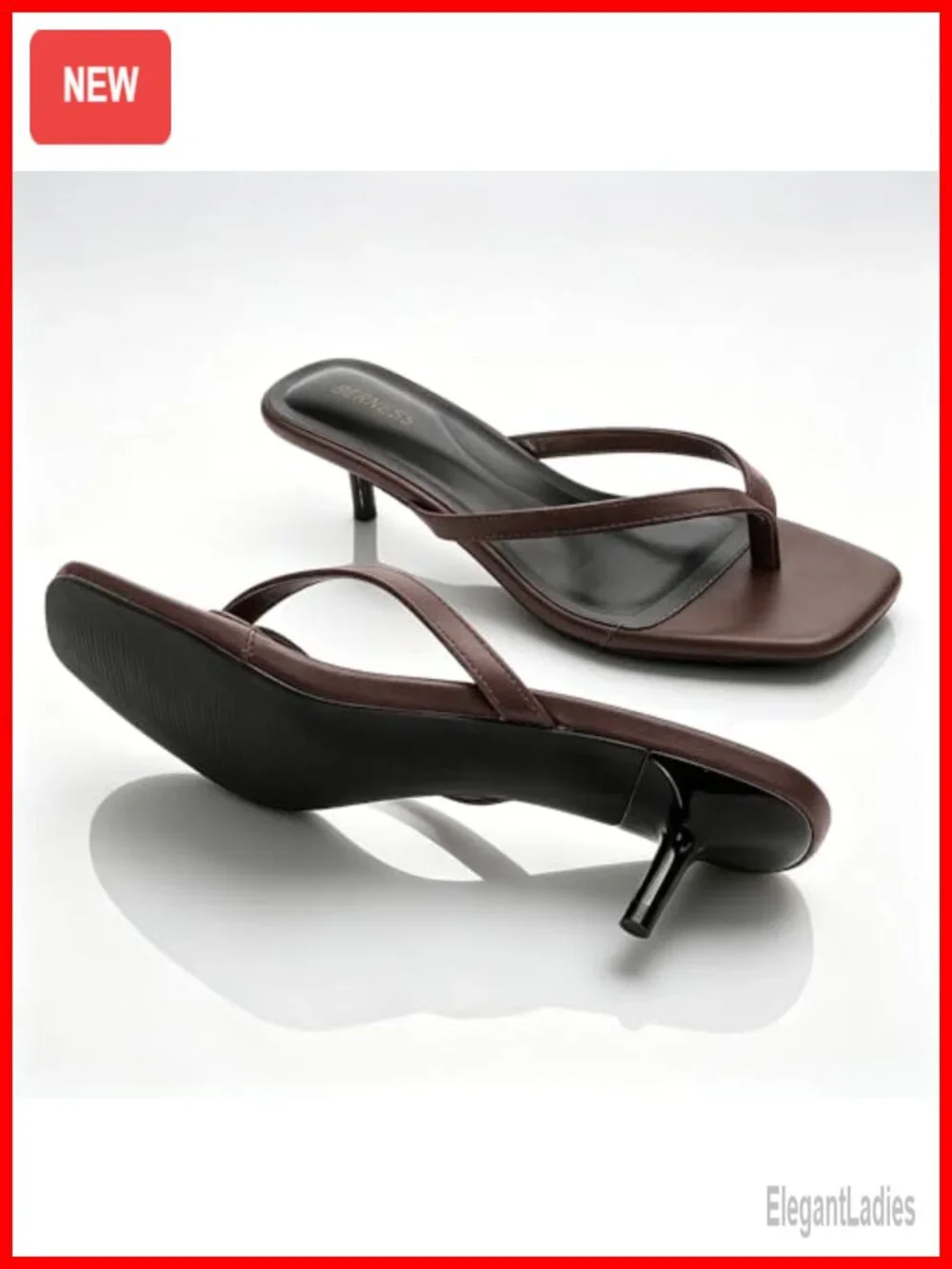 Kitten Heel Flip Flop Sandals for Women 1.5-Inch Square Toe Thong Heels